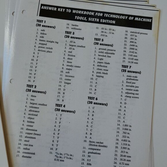 Workbook for Technology of Machine Tools 6th Edition Steve Krar + Answer Key - Picture 5 of 5